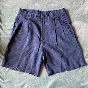 Jos A. Bank Blue Window Pane Linen Shorts | Sz. 34